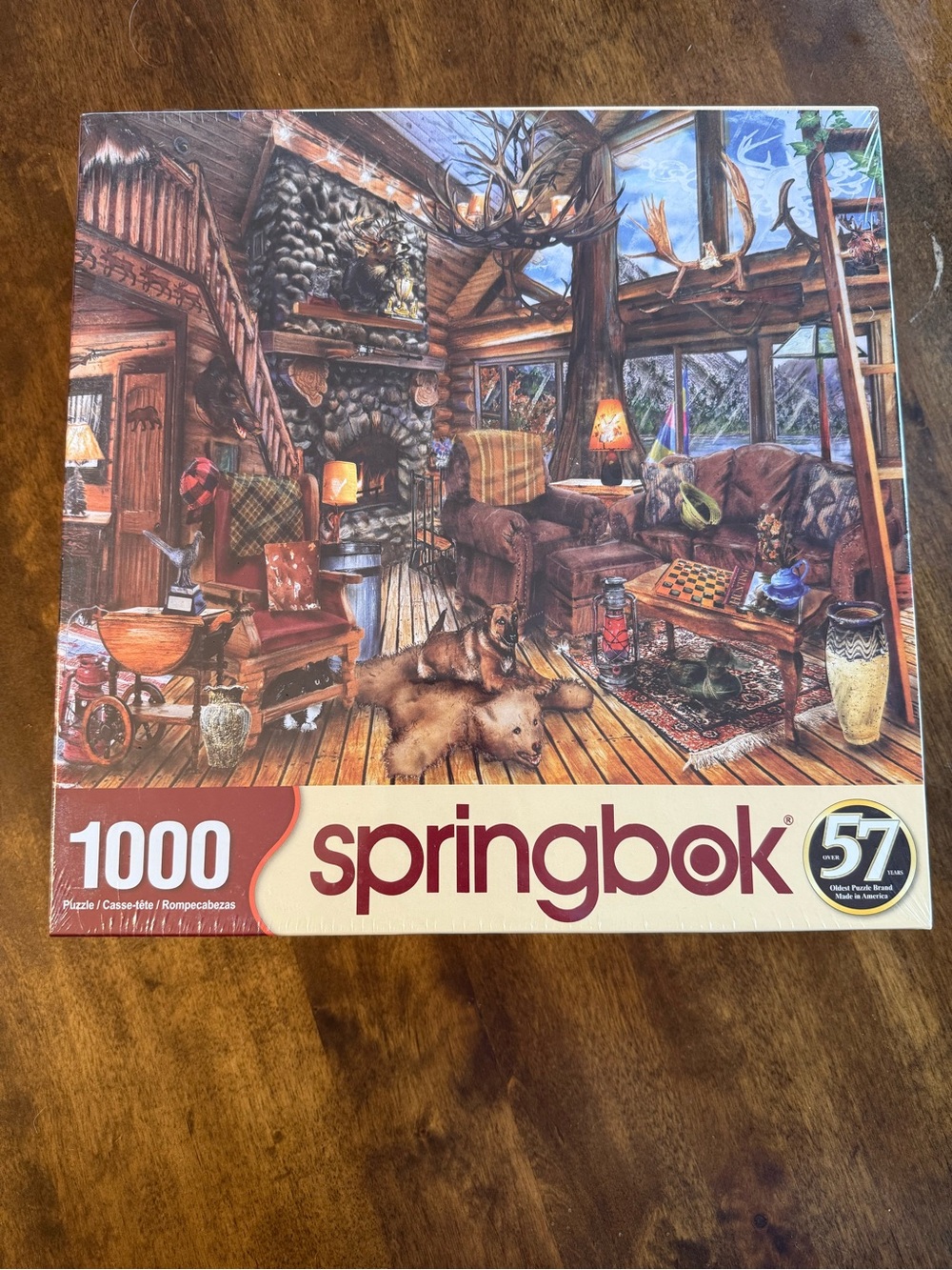 Springbok 1000-Piece Cabin Living Room Puzzle - Multicolor Cozy Lodge Scene